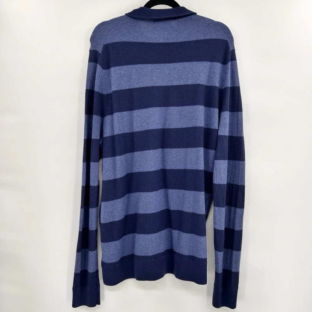 Brooks Brothers Mens 1/2 Zip Rugby Stripe‎ Sweater Size XL Blue Preppy Old Money